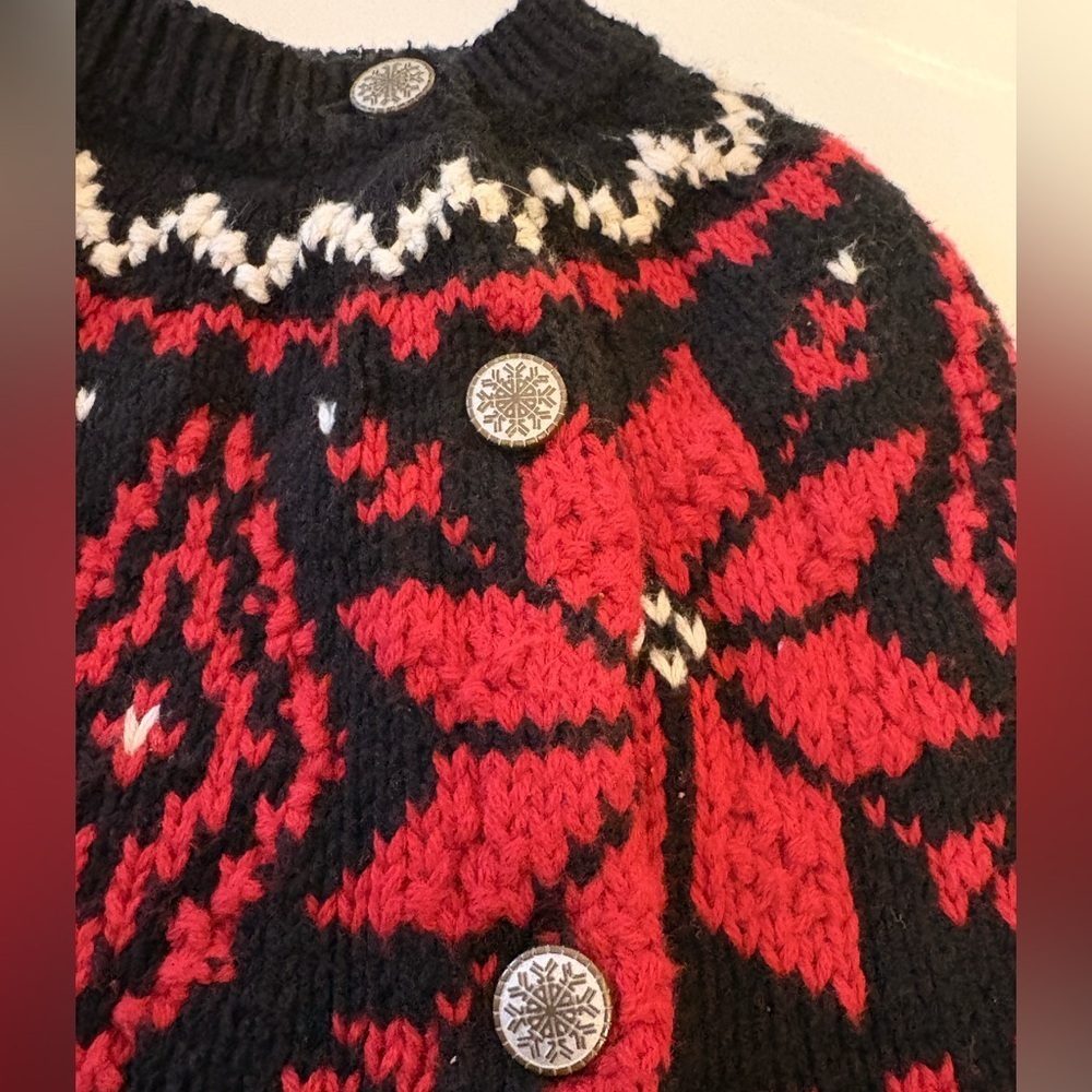 Polo by Ralph Lauren Black and Red Knit Fair Isle Sweater Girls 6X - Picture 5 of 7